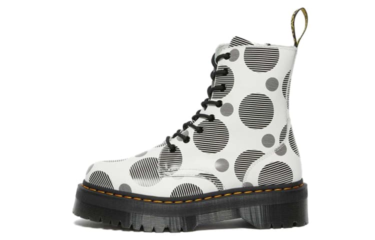 Dr.Martens Jadon Polka Dot Smooth Leather Platform Boots 'White Black' Women's