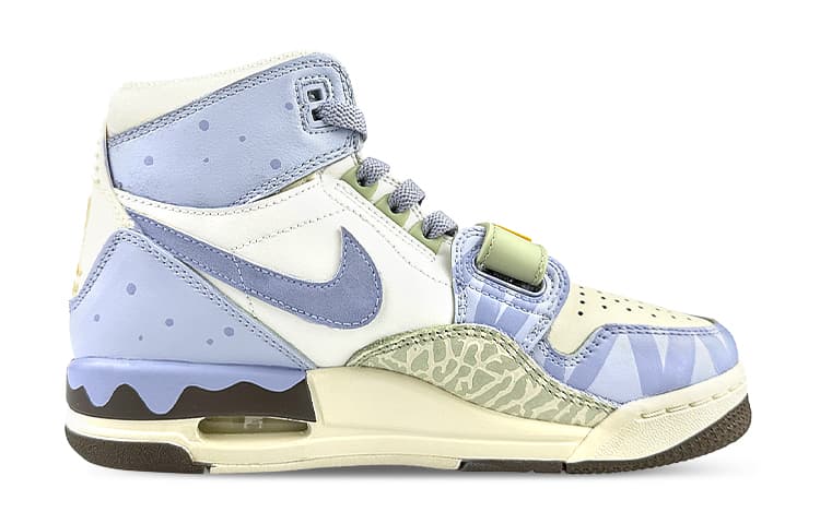 Jordan Legacy 312 Cushioning Wear Resistant High Top Vintage Basketball Shoes Women's Blue Purple 3
