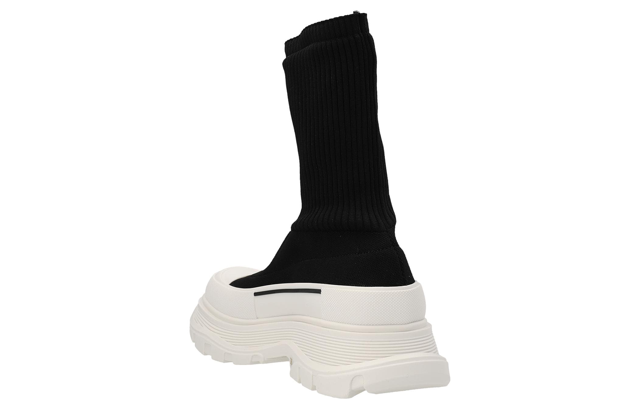 Alexander McQueen Logo Intarsia Chunky Sock Sneaker Black Ice Women's 3