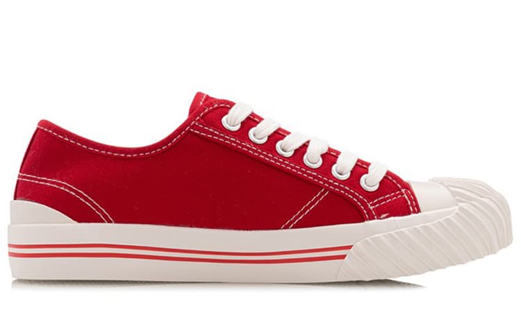 LINING Cookie Skateboard Shoes Women's Low-Top Red White 4