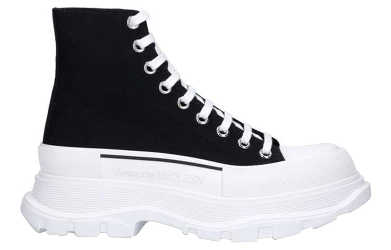 Alexander McQueen Canvas Tread Slick High Top Sneakers 'Black White' 4