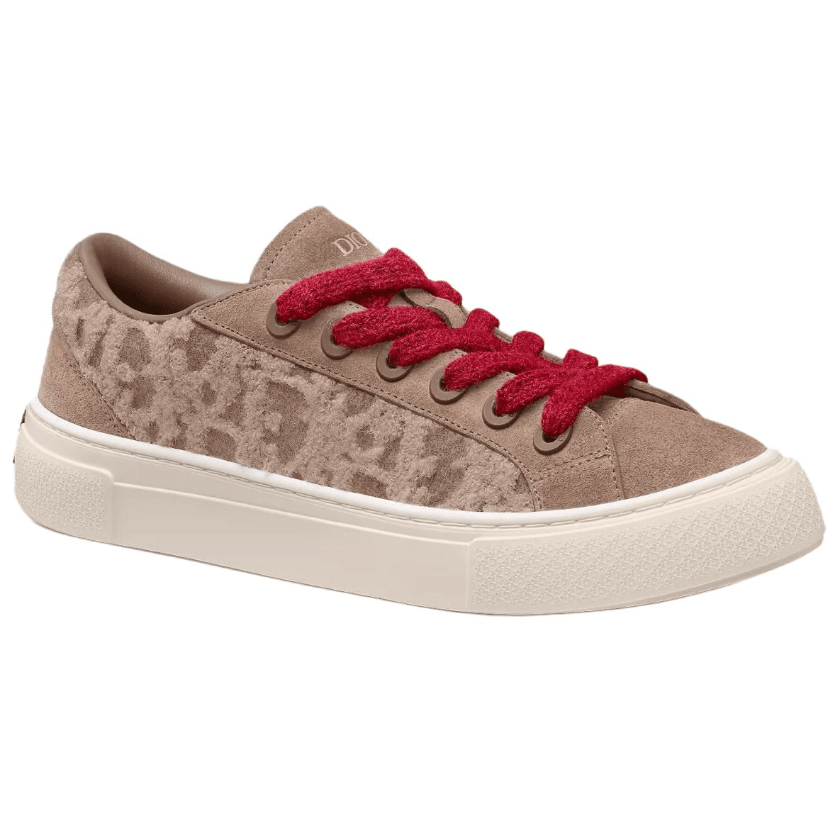 DIOR B33 Calfskin Leather Round Toe Lace-Up Low-Top Canvas Shoes Men's Taupe Brown 5