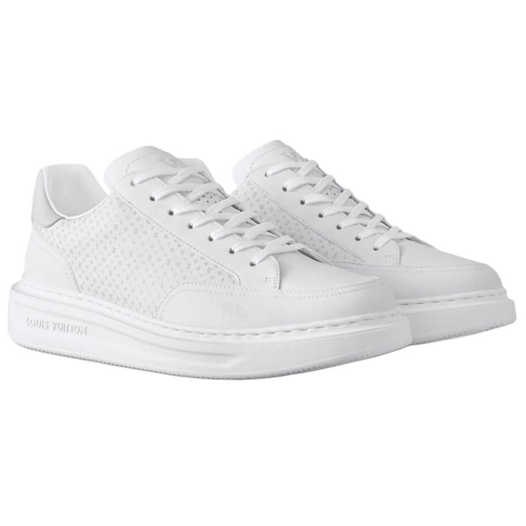 LOUIS VUITTON Beverly Hills Cow Leather Round-Toe Lace-Up Low-Top Skate Shoes Men's White 5