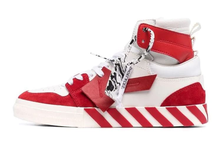 OFF WHITE Vulcanized Hi Top White Red 2