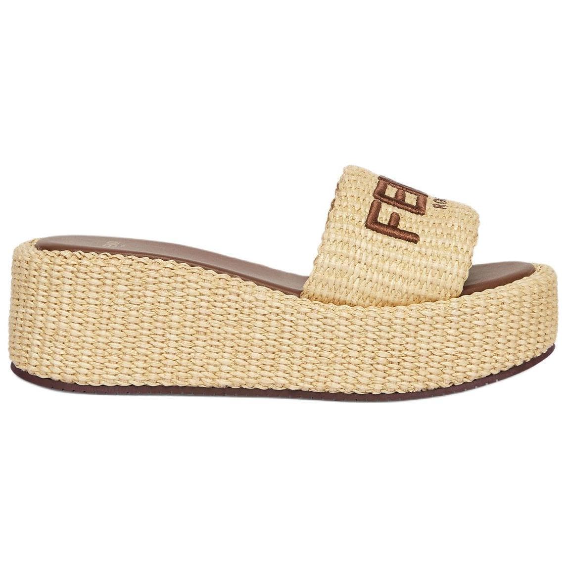 FENDI Sunshine Round Toe Platform Flip-Flops Women's Beige 3
