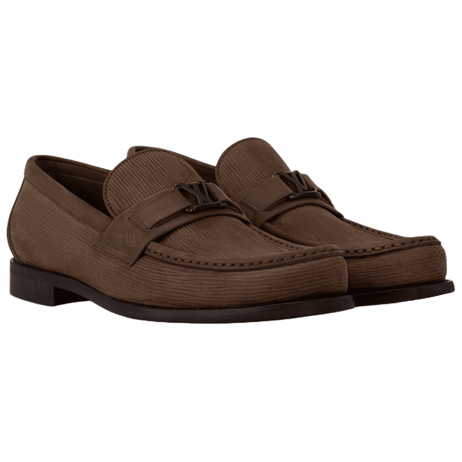 LOUIS VUITTON Major Suede Calfskin Blake Construction Round Toe Slip-On Loafers Men's Chestnut 6