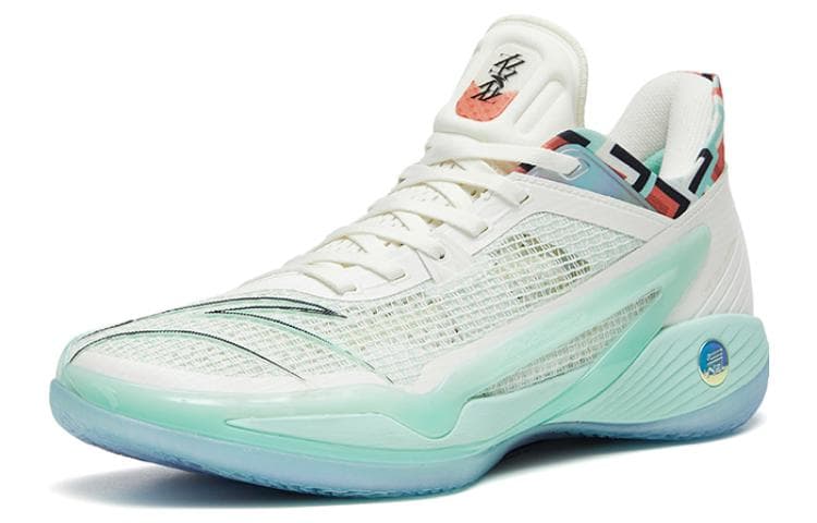 Anta Lighthearted 4 Crazy 4 Dragon Rising Anti-Slip Wear-Resistant Low-Top Basketball Shoes Men's White Mint Green 4