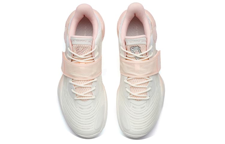 ANTA Water Flower 4 Basketball Shoes Men Low-Top Ivory White/Fluorescent High Light Pink 5