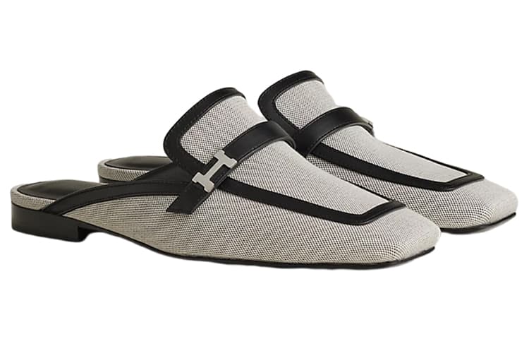 HERMES Wrap-toe Slippers Women's Gray 5