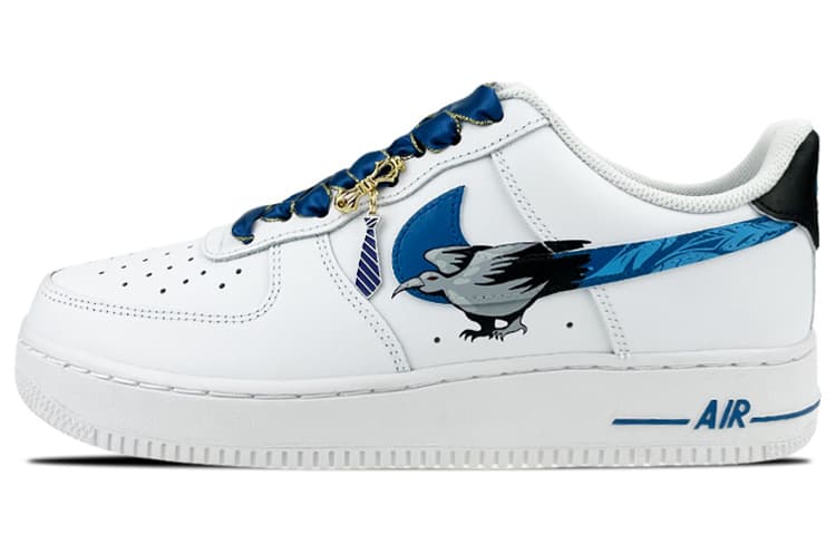 Nike Air Force 1 Coverage Warm Low-Top Skateboard Shoes Men's White Blue 2