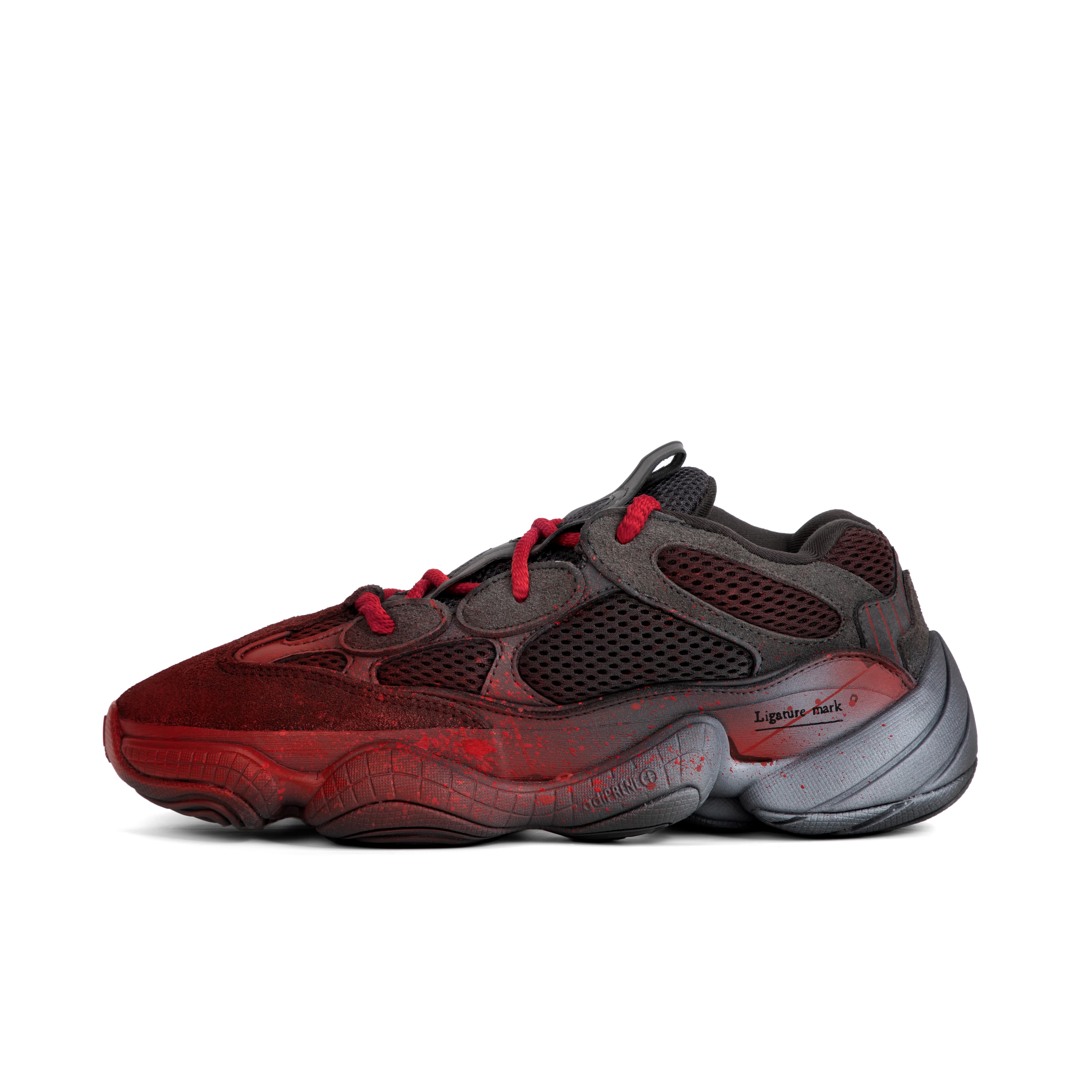 Adidas Originals Yeezy 500 Durable Breathable Low-Top Chunky Sneakers Unisex Black Red