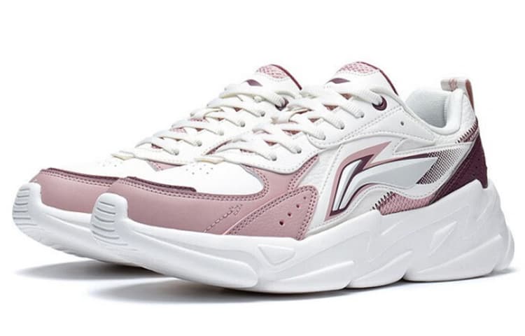 LiNing Low-Top Sports Casual Shoes Women's White Rose Red 5