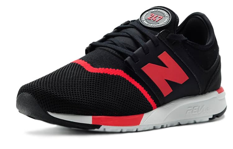 New Balance NB 247 Slip-Resistant Breathable Low-Top Running Shoes Unisex Black Red 2E-Width 4