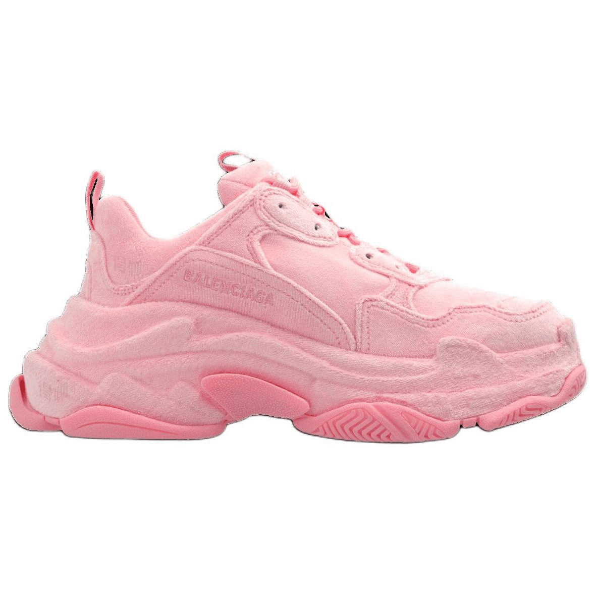 Balenciaga Triple S Fabric Round Toe Lace-Up Low-Top Dad Shoes 7cm Women's Pink 3