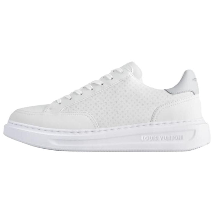 LOUIS VUITTON Beverly Hills Cow Leather Round-Toe Lace-Up Low-Top Skate Shoes Men's White 2