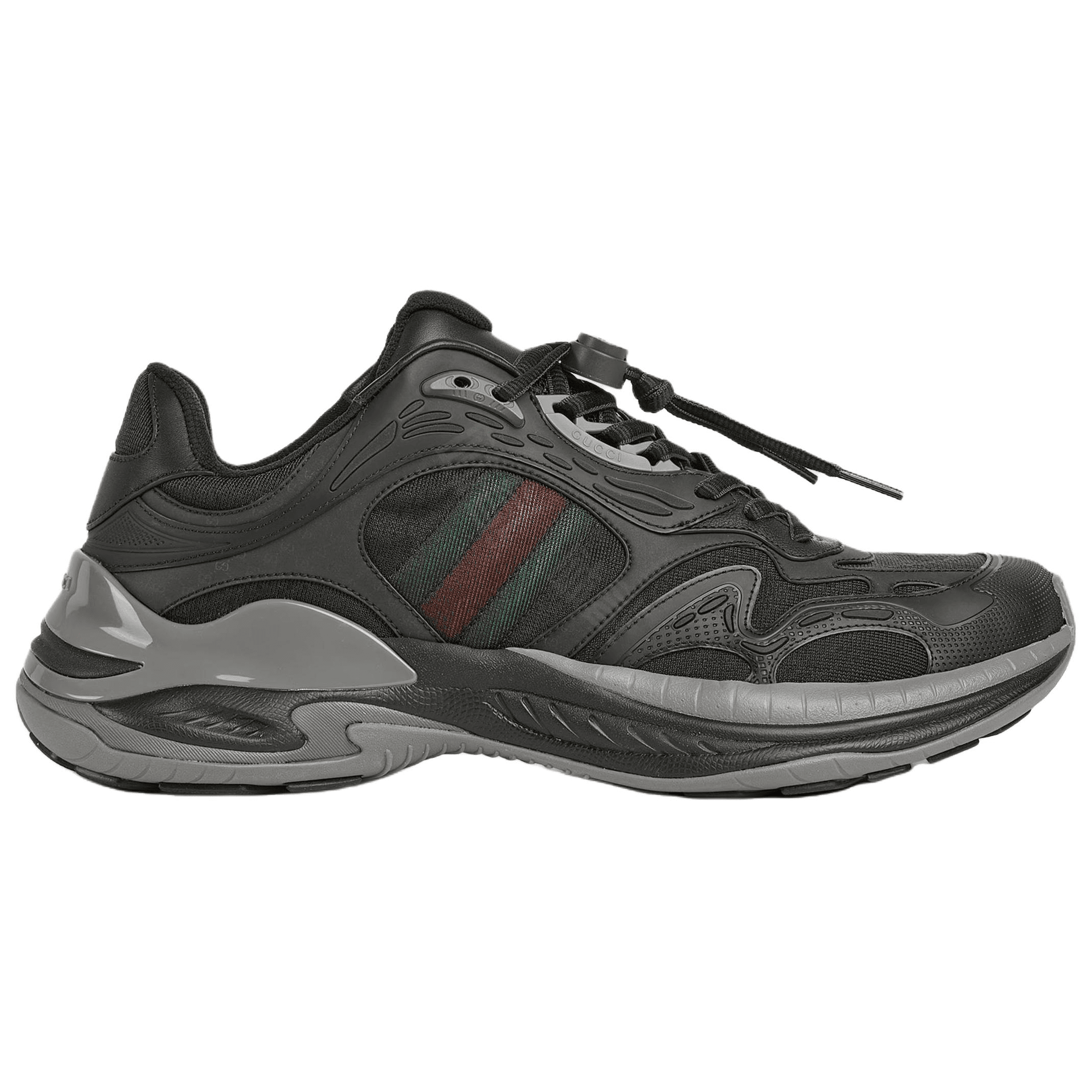 GUCCI 2.0 Mesh Leather Round Toe Lace-Up Low-Top Casual Shoes Men's Gray 3