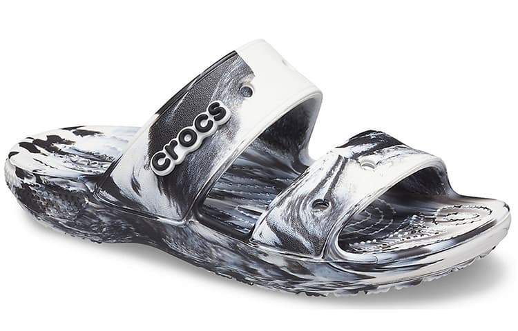 Crocs Classic Clog Marble Beach Sports Slippers Unisex White Black 5