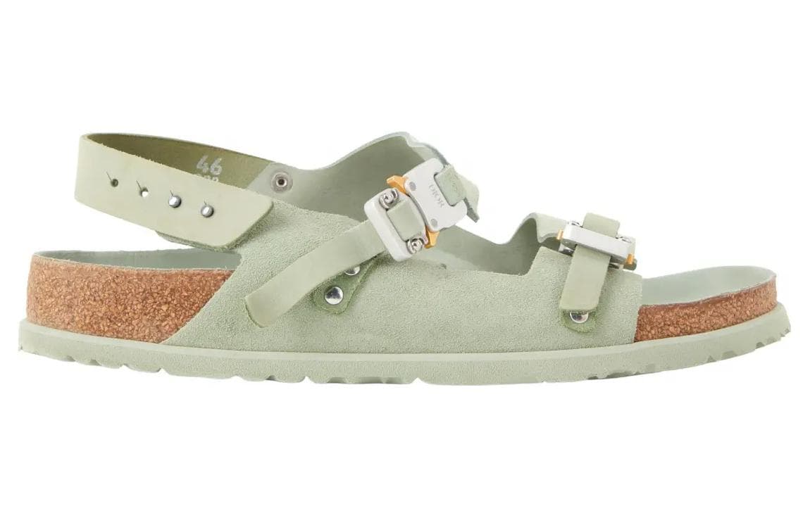 Birkenstock x Dior Leather Flat Fashion Sandals Men's Sage Green 4