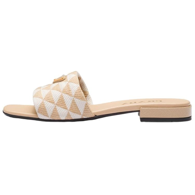 PRADA Slide Slippers Women's Ecru 2