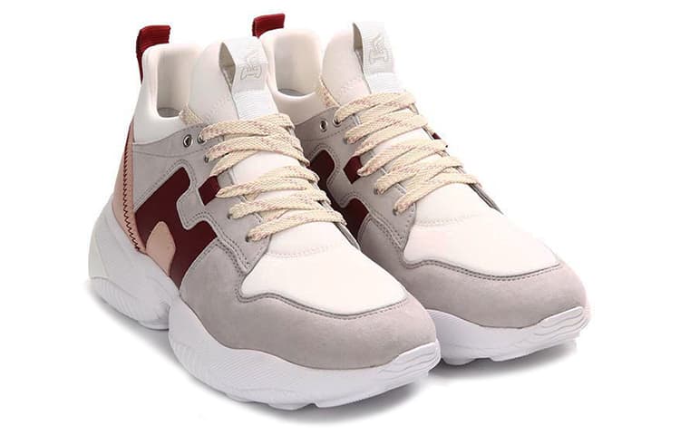HOGAN Casual Shoes Women's Mid-Top Gray White Red 5