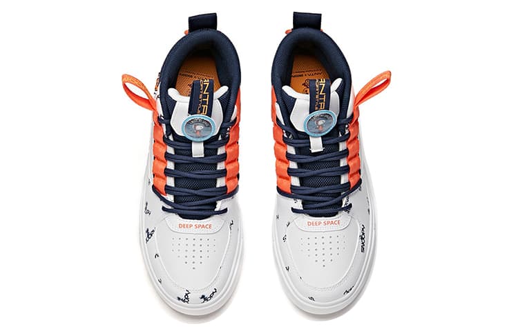 Anta High-Top Skateboard Shoes Women's White Blue Orange 5