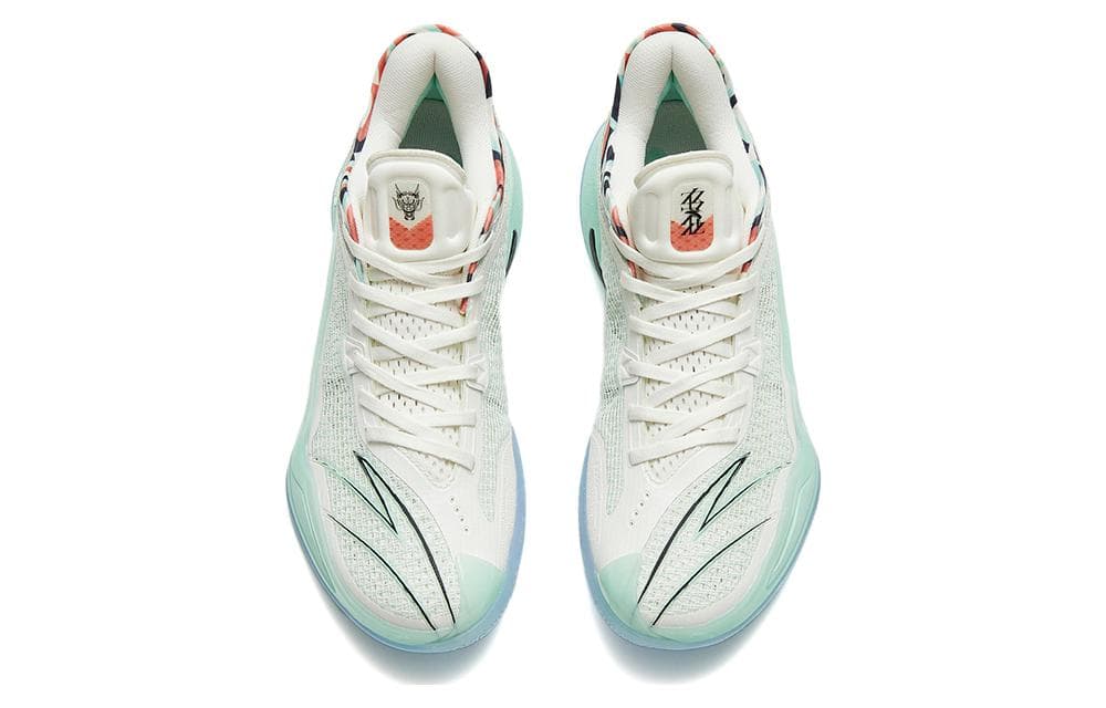 Anta Lighthearted 4 Crazy 4 Dragon Rising Anti-Slip Wear-Resistant Low-Top Basketball Shoes Men's White Mint Green 5