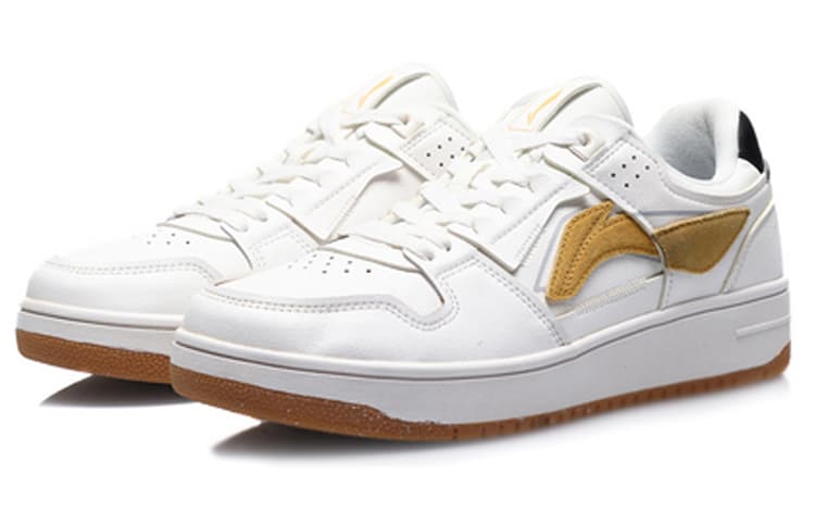 LiNing Tianji Slip-Resistant Cushioning Wear-Resistant Breathable Low-Top Skateboard Shoes Men's White Yellow 6