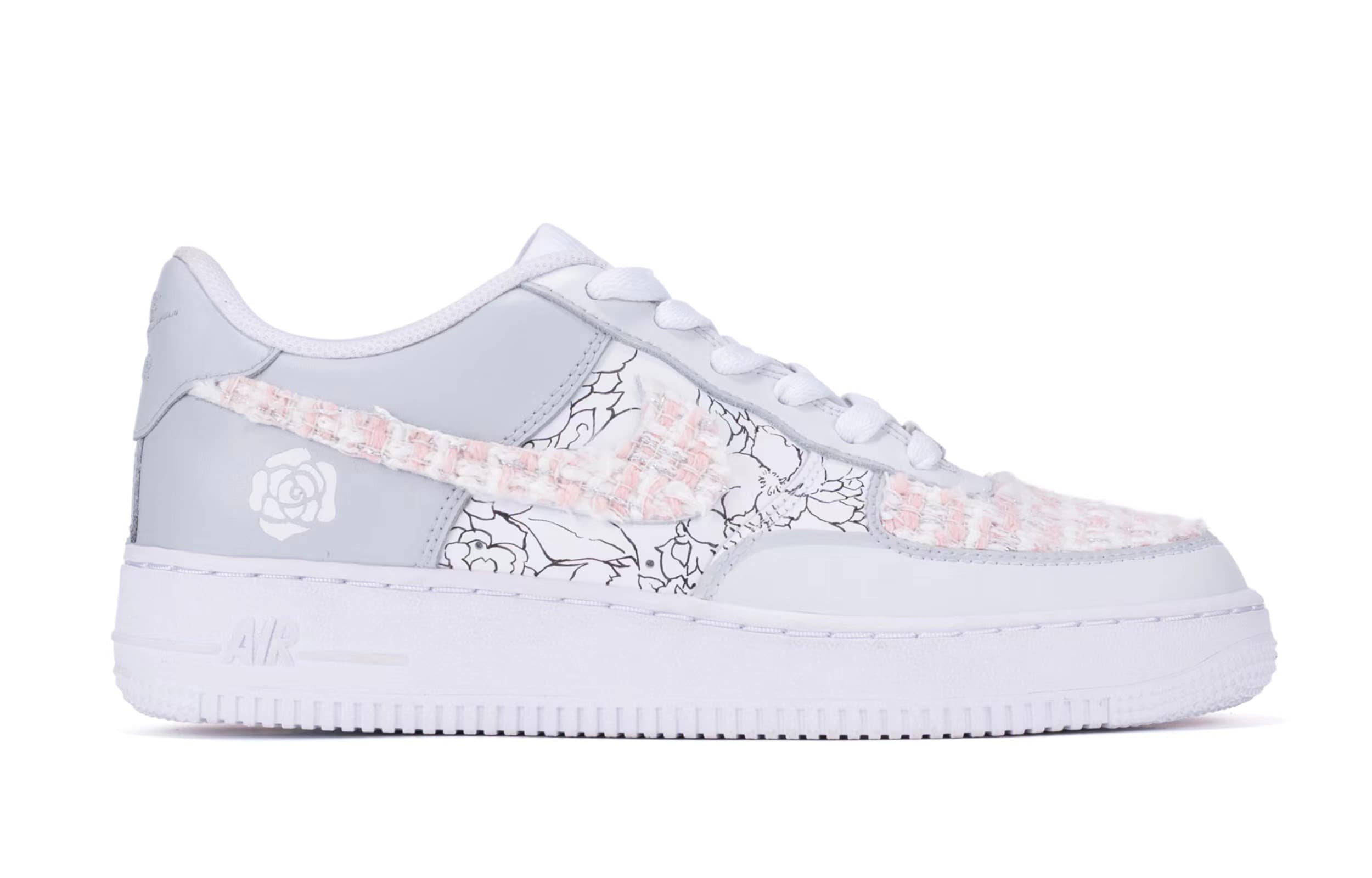 Nike Air Force 1 07 Air Force 1 Slip Resistant Abrasion Resistant Low top Skateboard Shoes GS Gray White 3