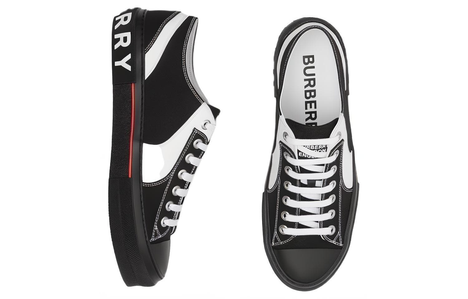 Burberry Colorblock Low Top Canvas Sneaker Black White 5