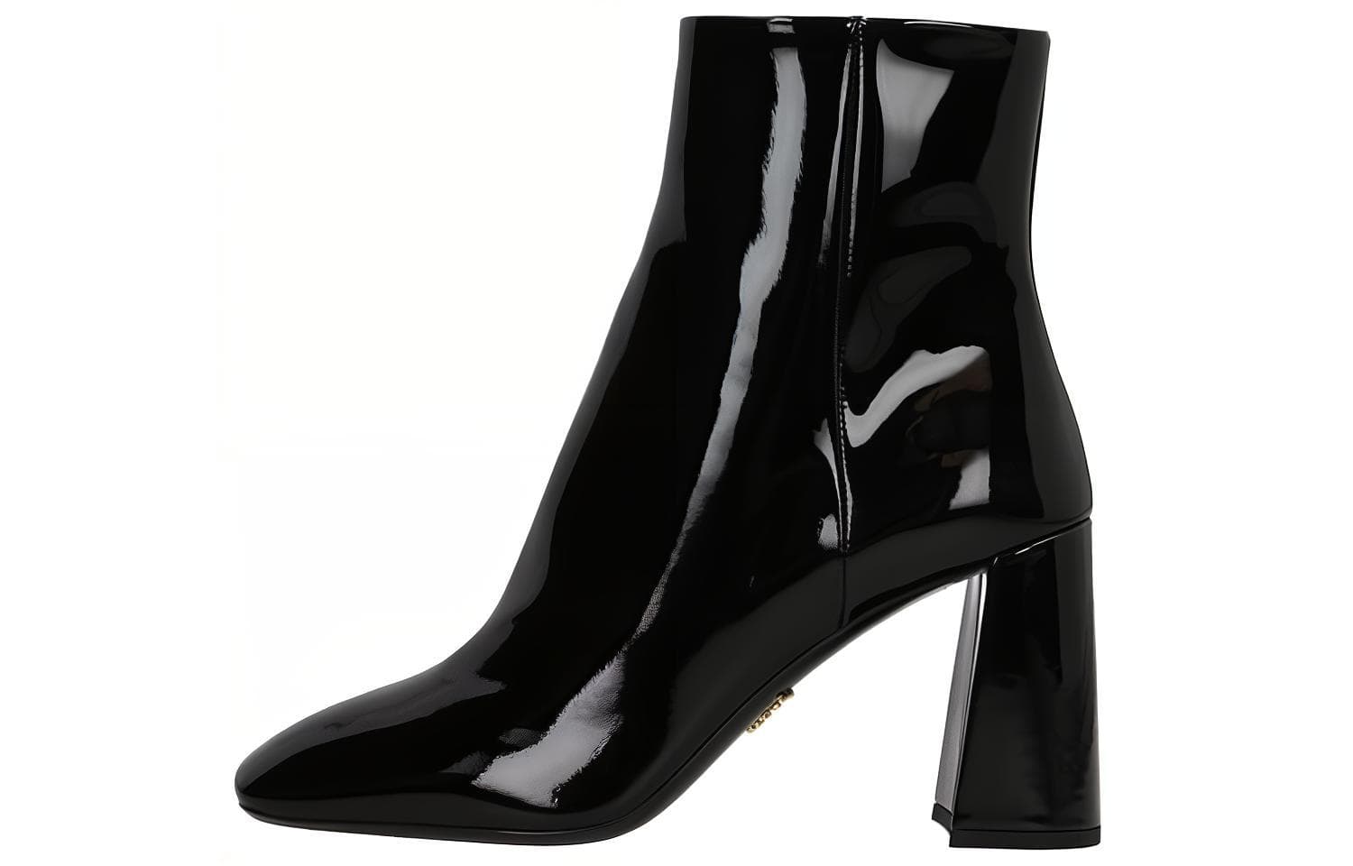 PRADA Lightweight Comfortable Patent Leather Ankle Boots Women's Black