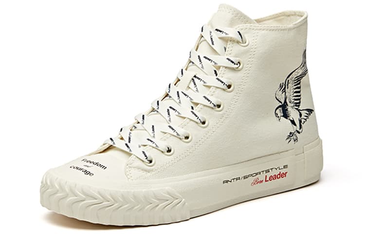Anta Anti-Slip Wear-Resistant High-Top Canvas Shoes White Black 6