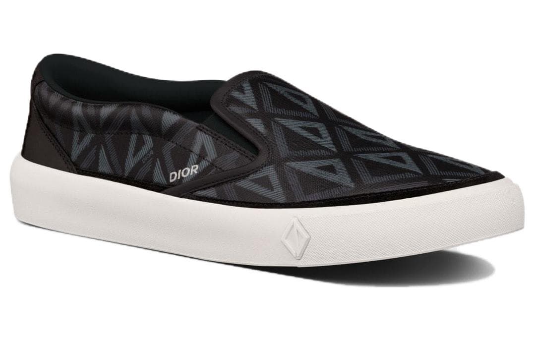 DIOR B101 Leather Canvas Logo Low-Top Fashion Sneakers Men's Black 3