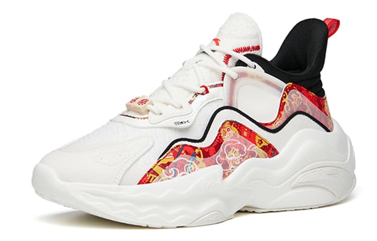 My King Mansleep x Anta MIX4 Cushioning Anti-Slip And Wear-Resistant Low-Top Chunky Sneakers Women's White Red 5