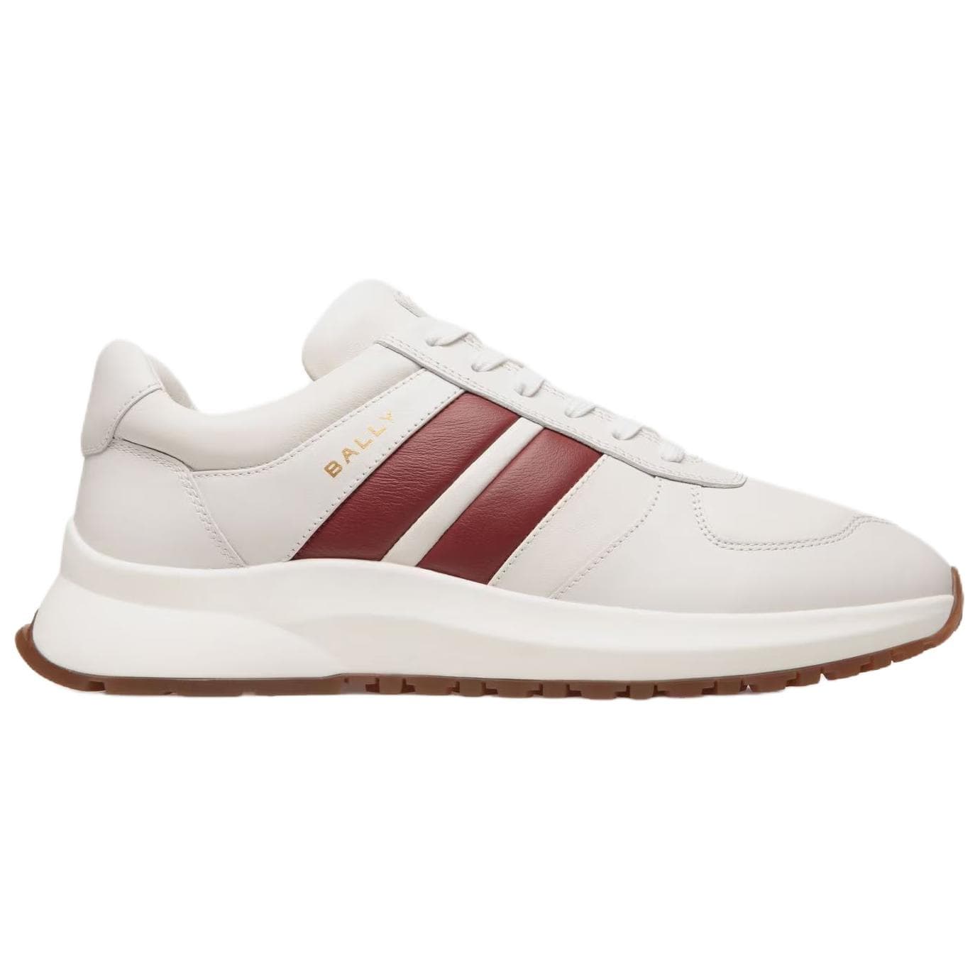 BALLY Outline Calfskin Round Toe Lace-Up Low-Top Casual Lifestyle Shoes Men's White Red 4