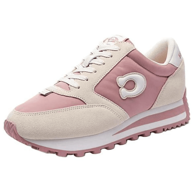 COACH Polyester (Polyester) Suede Round Toe Lace-Up Platform Low-Top Casual Shoes Women's Pink 4