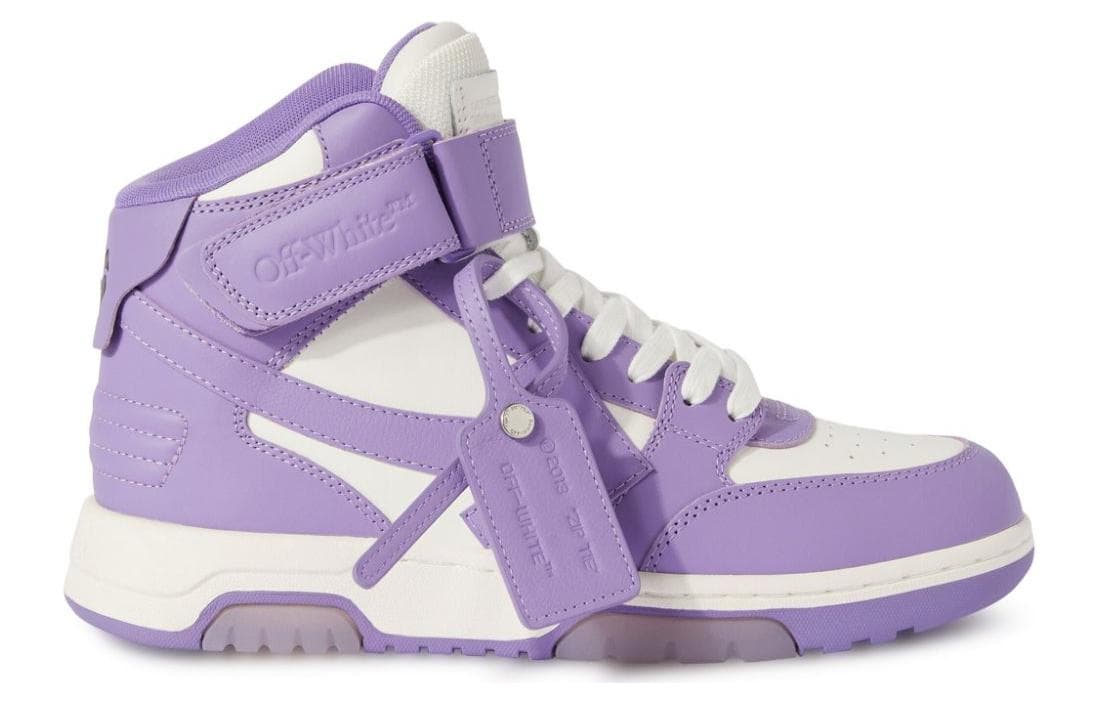 OFF-WHITE Out Of Office High-Top Skateboard Shoes Women's White Purple & Color 4