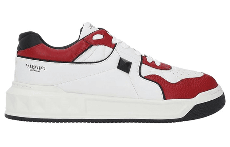Valentino Low-Top Stylish Skateboarding Shoes Men's White Red 4