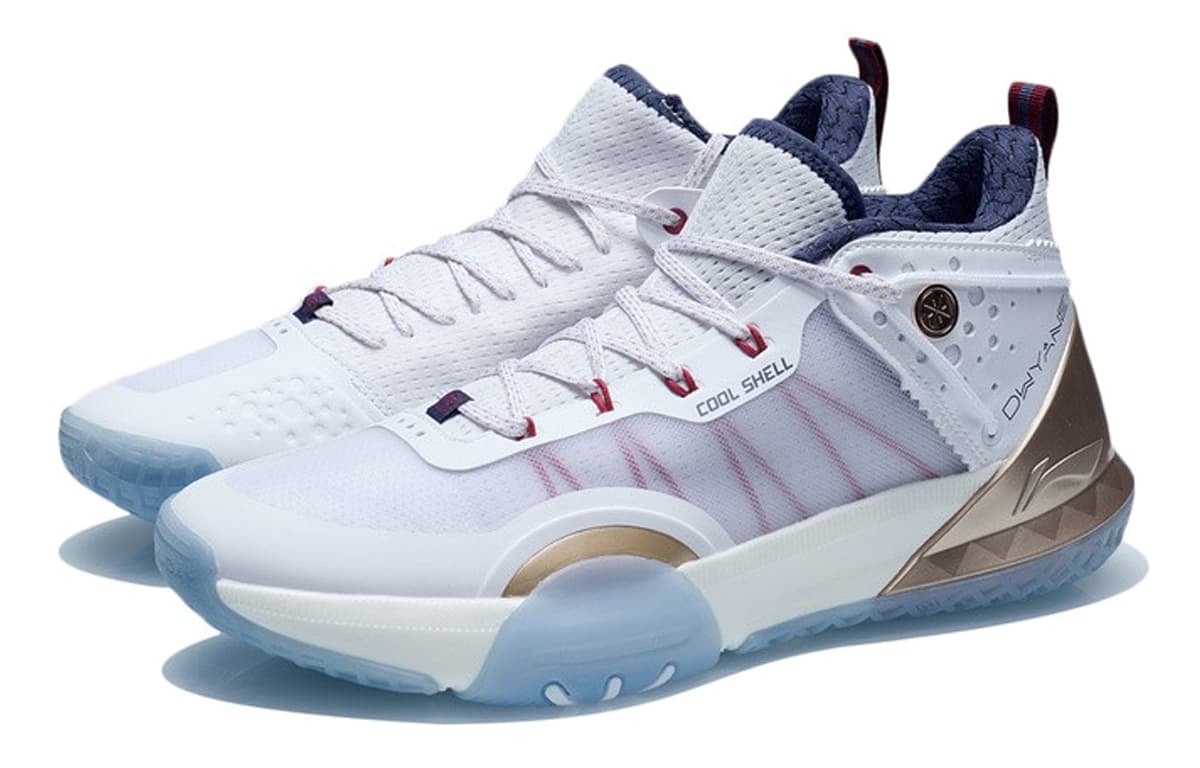 LiNing All Day 6 V2 Cushioning Anti-Slip And Wear-Resistant Coverage Support Mid-Top Basketball Shoes Men's White Blue 6