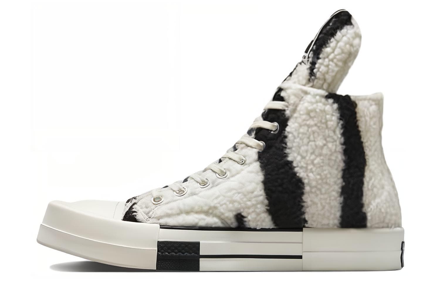 Converse Turbodrk Chuck Taylor All Star 70 Hi Rick Owens Drkshdw Sherpa Zebra Print White Black