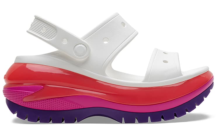 Crocs Classic Mega Crush Sandal 'White Red Purple' Women's 6