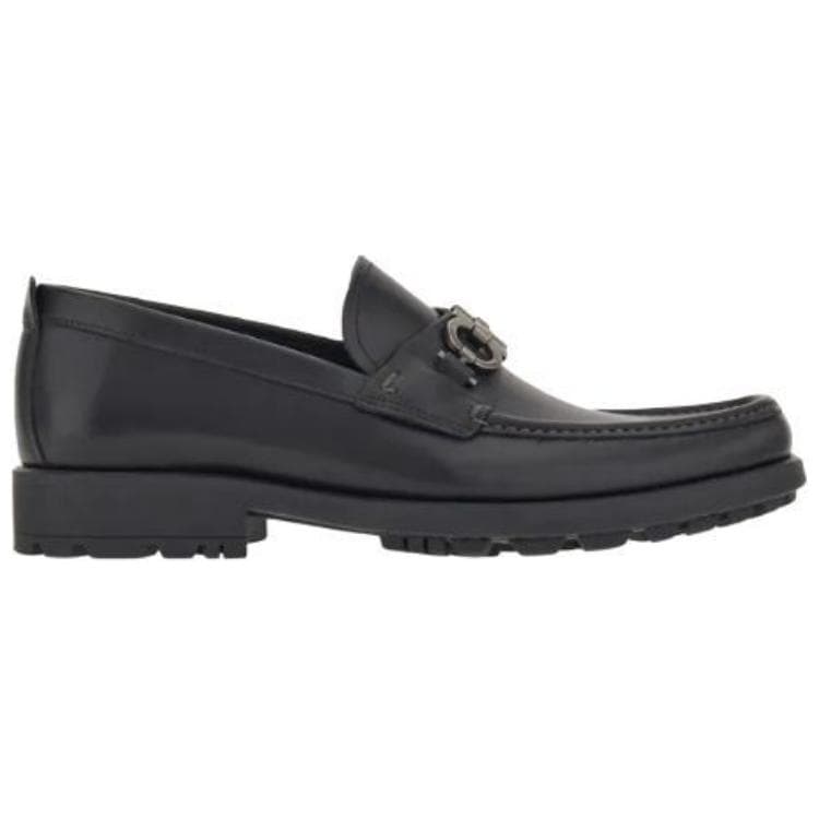 FERRAGAMO GANCINI Gancio Loafers Men's Black 4