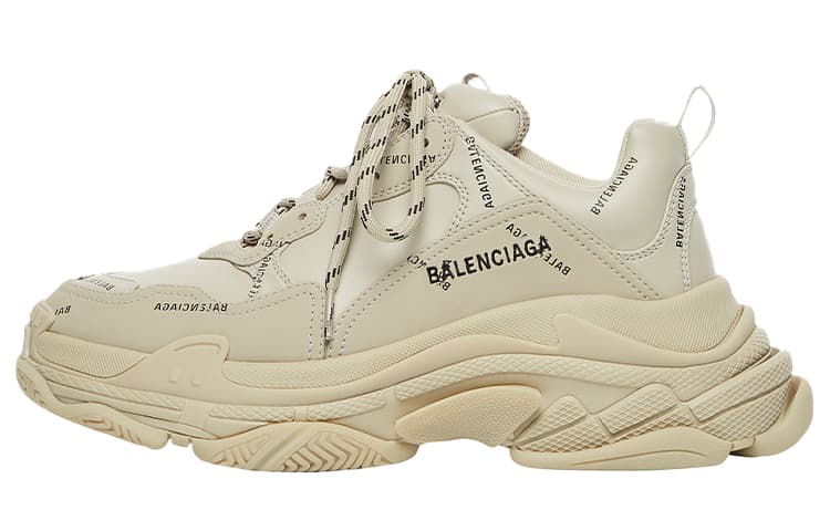 Balenciaga All Over Logo Triple S Beige Women's 2
