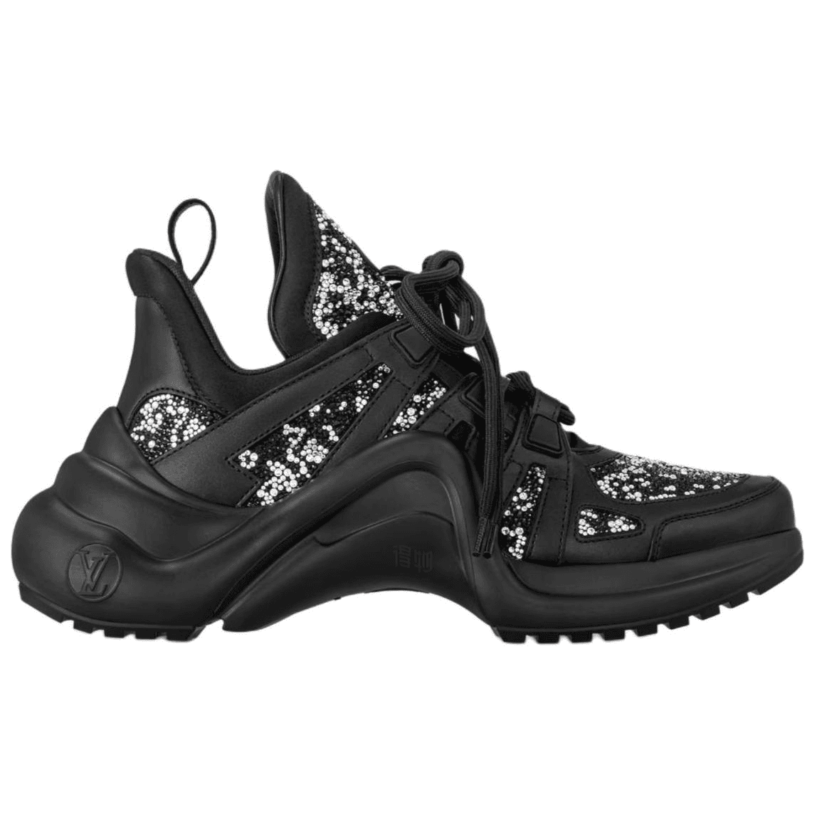 LOUIS VUITTON Archlight Leather Round-Toe Lace-Up Crystal Low-Top Dad Shoes Women's Black 4