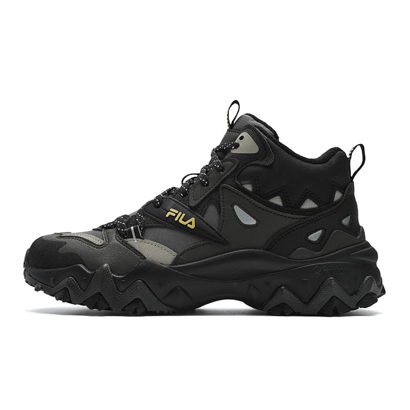 FILA Oakmont 2 MID WE Comfortable Versatile Fleece Mid-Top Casual Shoes Women's Black/Dark Green Black