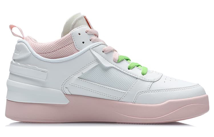 LiNing CF New Sequence Non-slip Lightweight Mid-Top Skateboard Shoes Women's White Pink 4