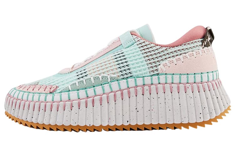 Chloe Nama Fabric & Leather Comfortable Versatile Low-Top Casual Shoes Women's Pink Blue 2