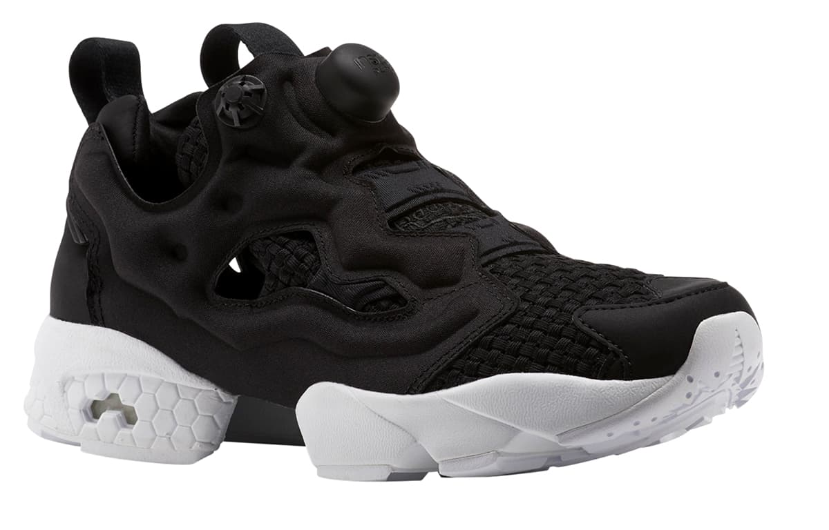 Reebok Instapump Fury Woven Running Shoes Black/White Women's 5