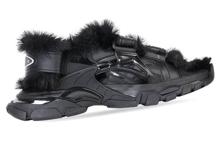 Balenciaga Track Sandal Fake Fur Black Women's 3