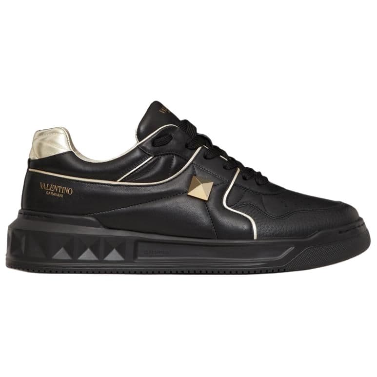 Valentino One Stud GARAVANI Low-Top Stylish Skateboarding Shoes Men's Black 4