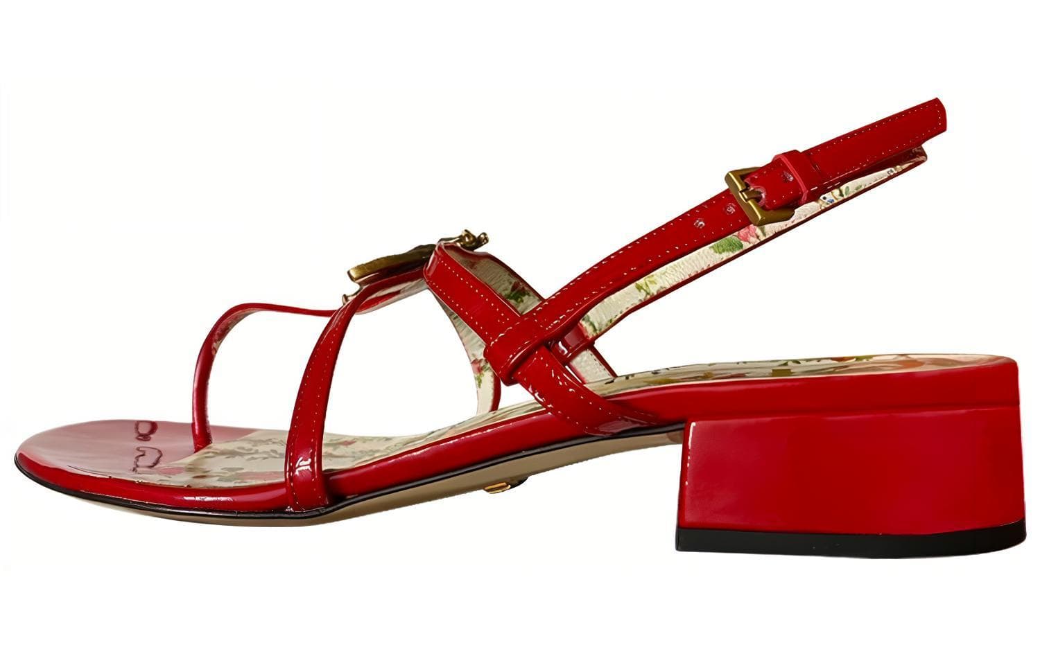 GUCCI Hibiscus Strap Sandals Women's Red
